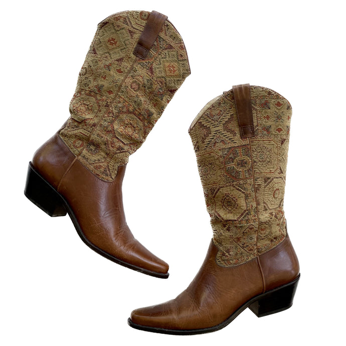 VINTAGE TAPESTRY COWBOY BOOTS