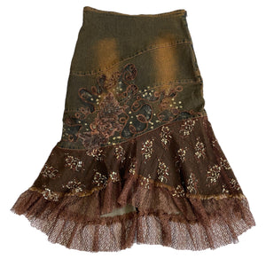 VINTAGE EMBELLISHED FAIRY WHIMSY MIDI SKIRT