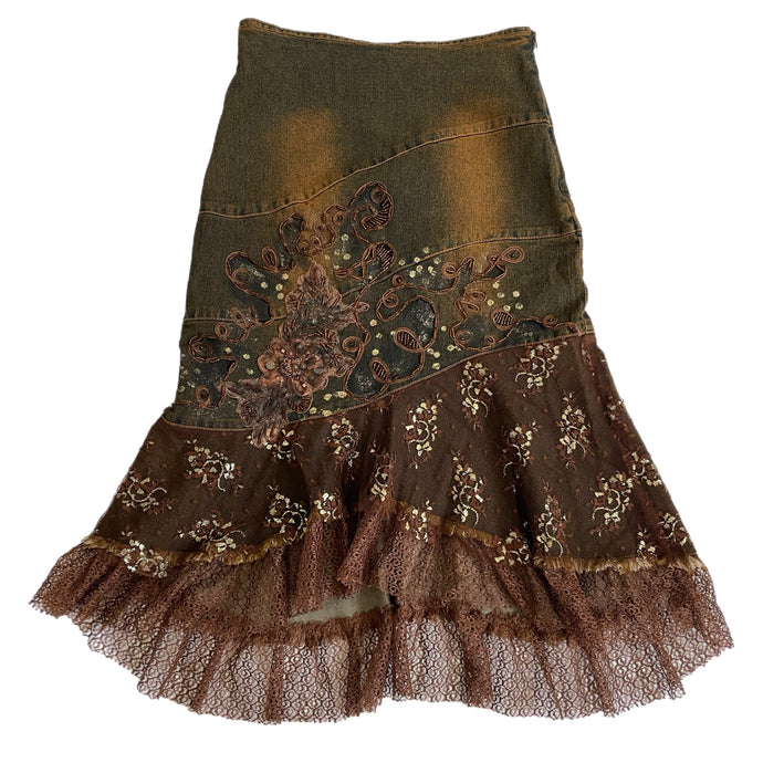 VINTAGE EMBELLISHED FAIRY WHIMSY MIDI SKIRT