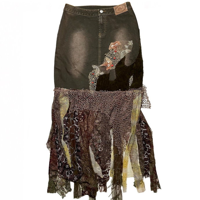 VINTAGE FAIRY DENIM MIDI SKIRT