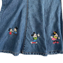 VINTAGE MICKEY AND FRIENDS EMBROIDERED DENIM MAXI SKIRT