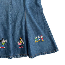VINTAGE MICKEY AND FRIENDS EMBROIDERED DENIM MAXI SKIRT
