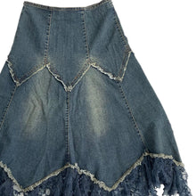 VINTAGE EMBELLISHED WHIMSY DENIM MIDI SKIRT
