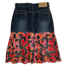 VINTAGE Y2K BEADED DENIM MIDI SKIRT