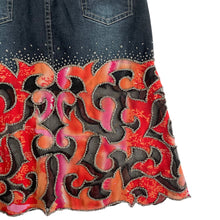 VINTAGE Y2K BEADED DENIM MIDI SKIRT