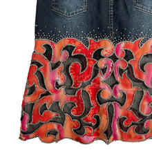 VINTAGE Y2K BEADED DENIM MIDI SKIRT