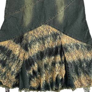 VINTAGE EMBELLISHED WHIMSY DENIM MIDI SKIRT