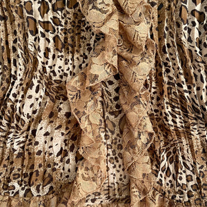 VINTAGE LEOPARD LACE RUFFLE BLOUSE