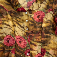 VINTAGE TIGER PRINT FLORAL SILK BLOUSE