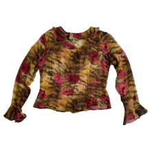 VINTAGE TIGER PRINT FLORAL SILK BLOUSE