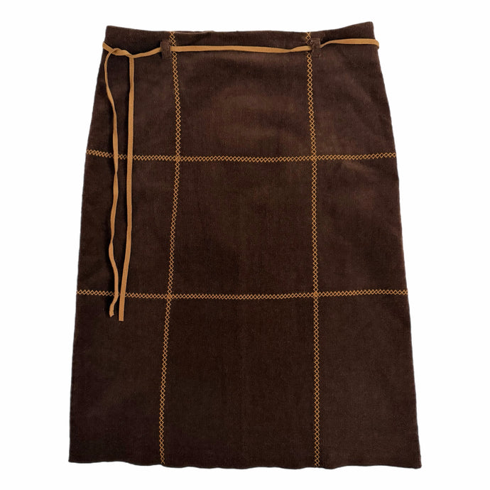 VINTAGE CORDUROY AND SUEDE MIDI SKIRT
