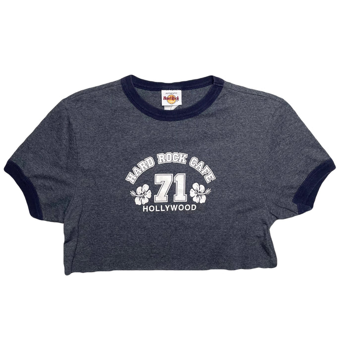 VINTAGE HARD ROCK HOLLYWOOD RINGER CROP TOP