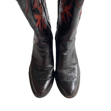 VINTAGE RED INLAY COWBOY BOOTS