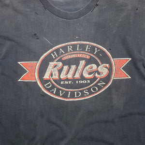 VINTAGE HARLEY RULES DISTRESSED TEE