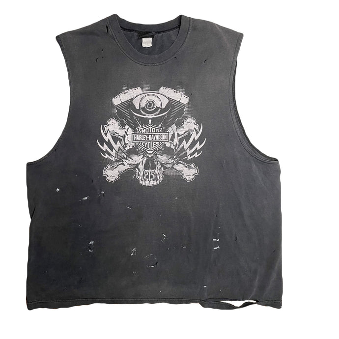 VINTAGE DISTRESSED SKULL HARLEY TANK