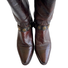 VINTAGE BROWN HARNESS COWBOY BOOTS