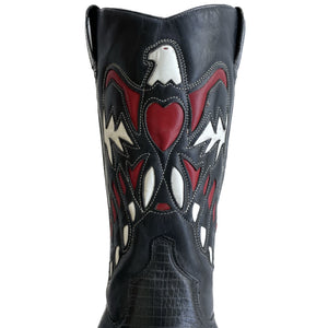 VINTAGE RED AND BLACK THUNDERBIRD COWBOY BOOTS