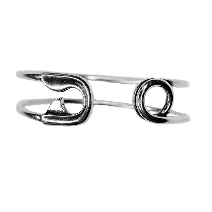 SAFETY PIN STERLING SILVER CUFF BRACELET