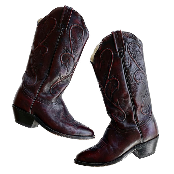VINTAGE DARK BROWN COWBOY BOOTS