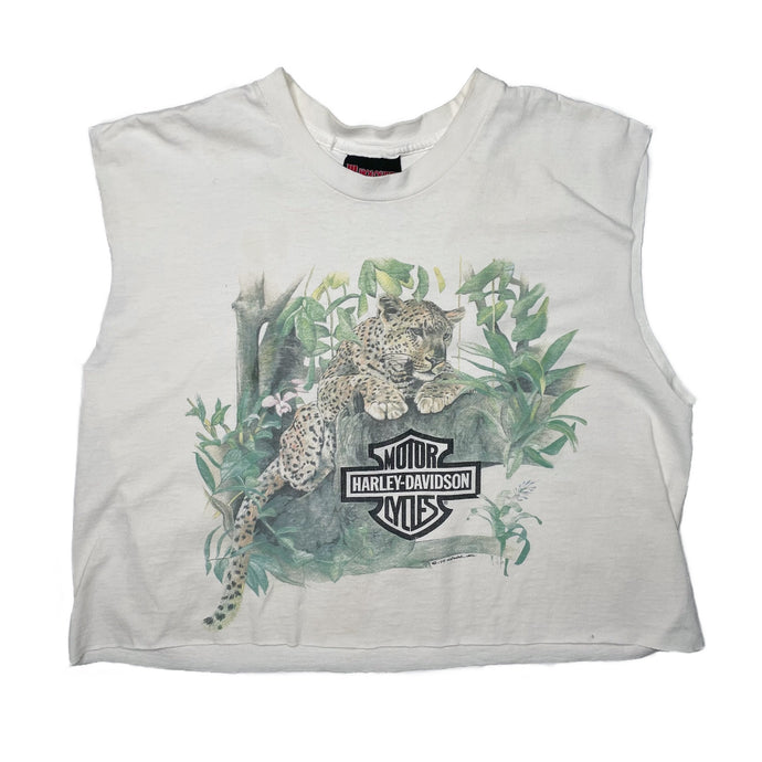 VINTAGE 90’S LEOPARD HARLEY CROP TANK