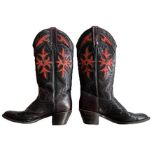 VINTAGE RED INLAY COWBOY BOOTS