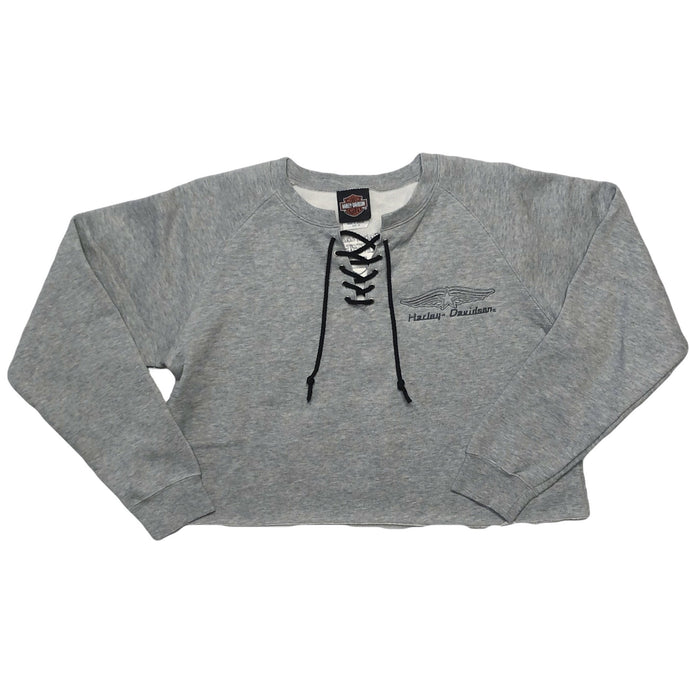 VINTAGE HARLEY CROPPED LACE UP SWEATSHIRT