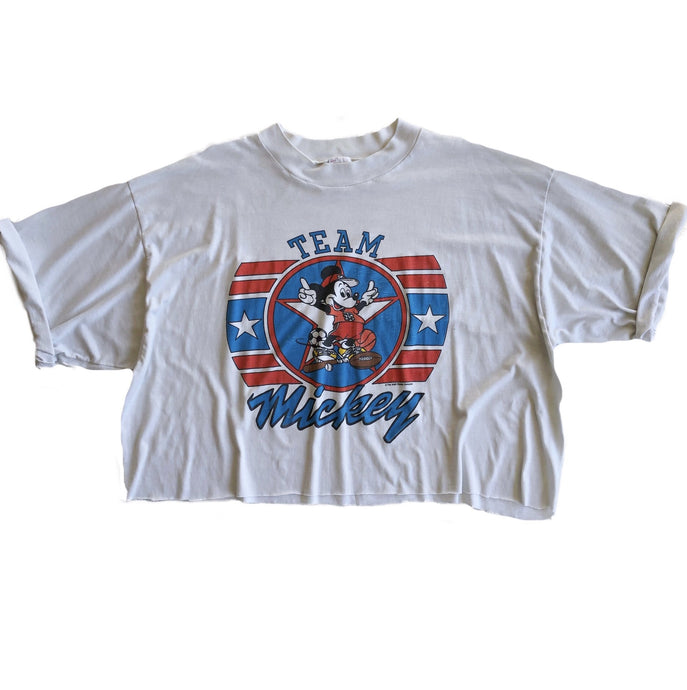 VINTAGE 80'S TEAM MICKEY SPORTS CROP TEE