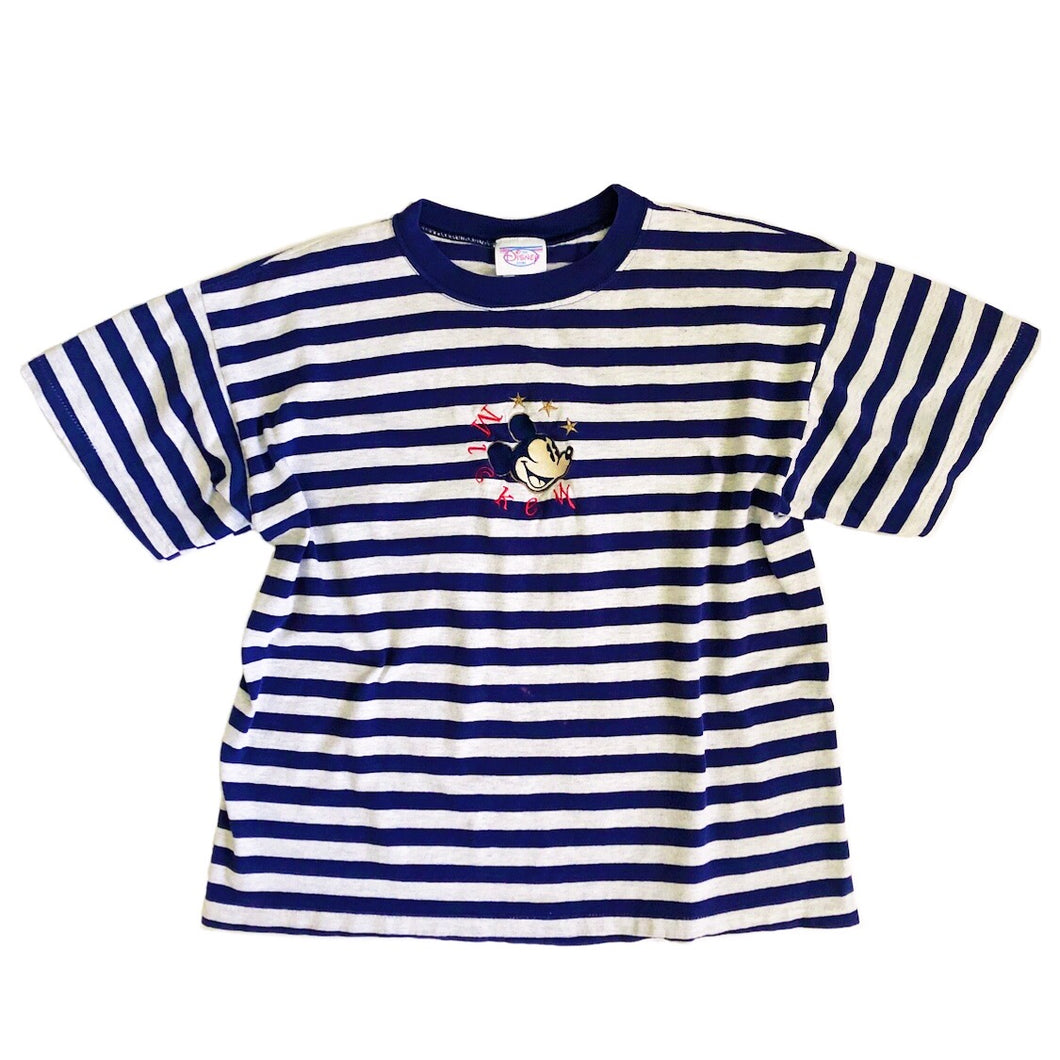 VINTAGE MICKEY STRIPED EMBROIDERED TEE