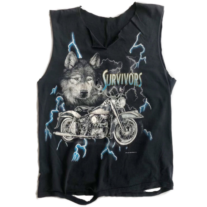 VINTAGE DISTRESSED BIKER WOLF TANK