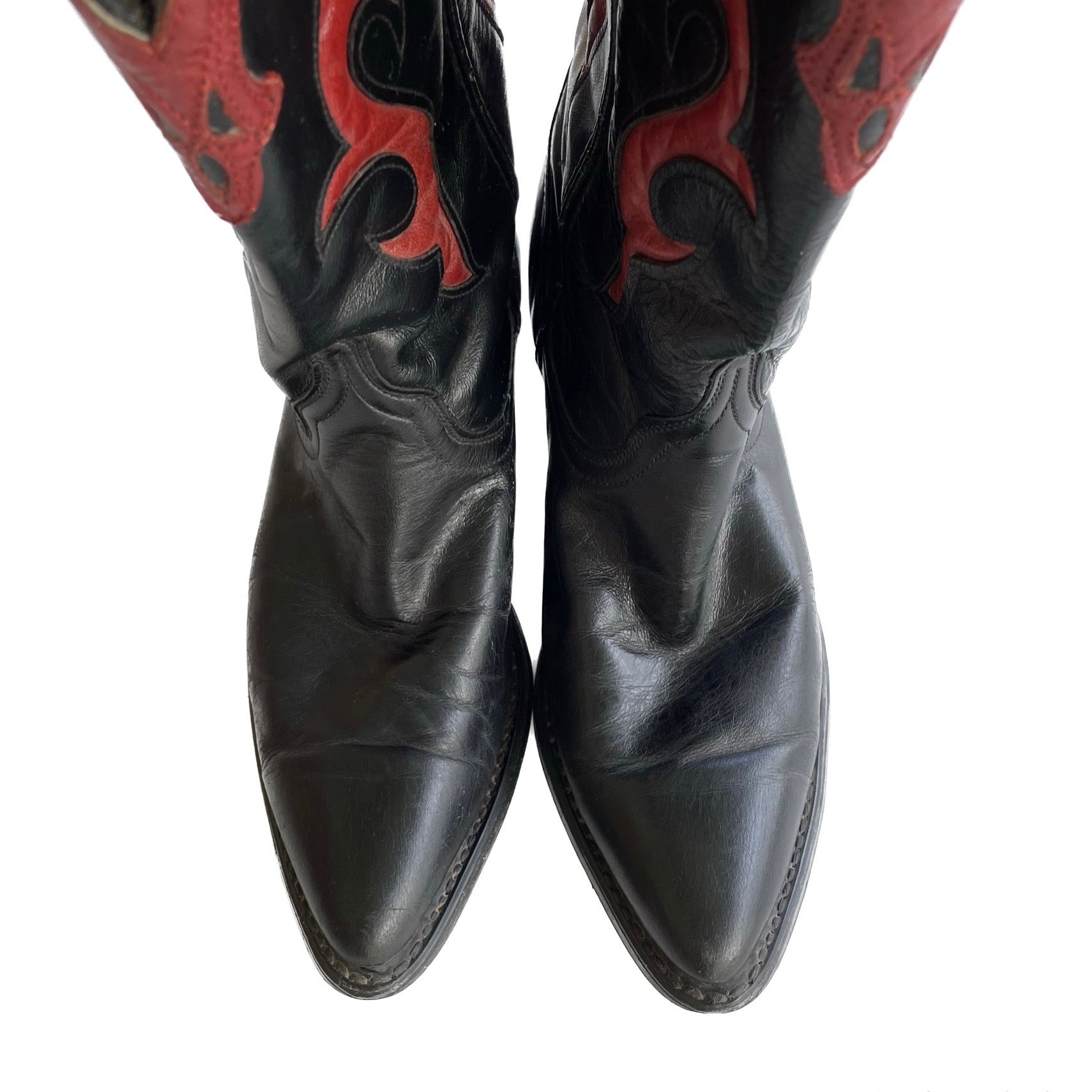 VINTAGE RED AND BLACK COWBOY BOOTS SANFT VINTAGE RED AND BLACK COWBOY BOOTS SANFT