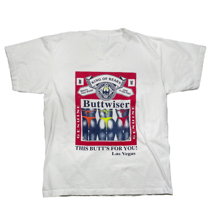 VINTAGE BUTTWISER V NECK TEE