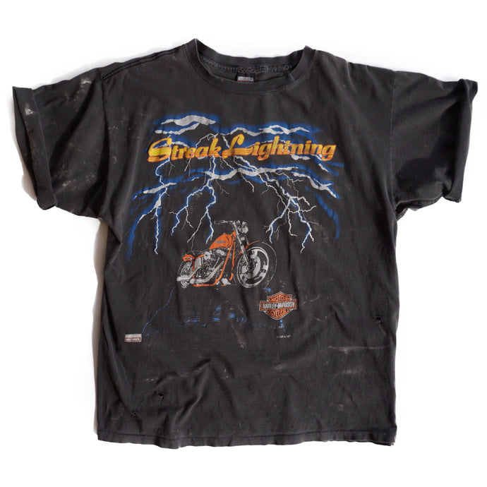 VINTAGE DISTRESSED STREAK LIGHTNING HARLEY TEE