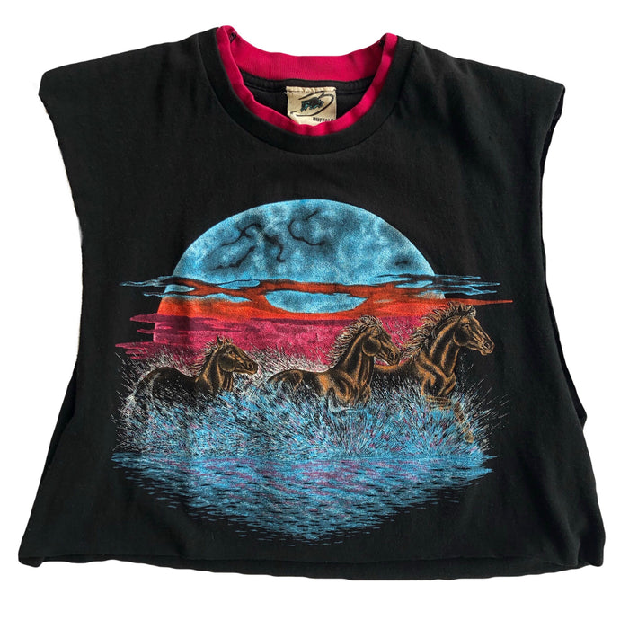 VINTAGE 90'S NEON HORSE CROPPED TANK