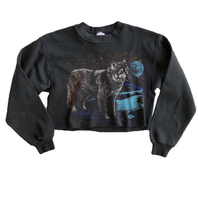 VINTAGE 80'S MIDNIGHT MOON WOLF CREWNECK