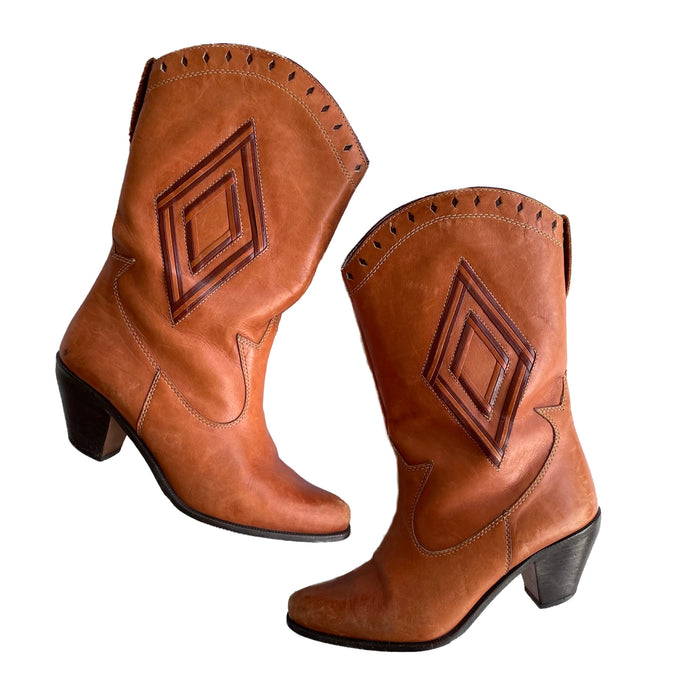 VINTAGE BROWN COWBOY BOOTS